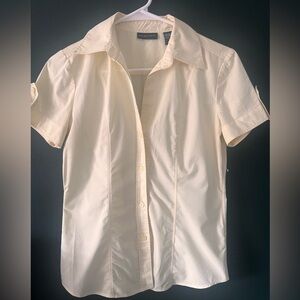 New York & Company Short-Sleeve Button-Down Shirt in Cream
